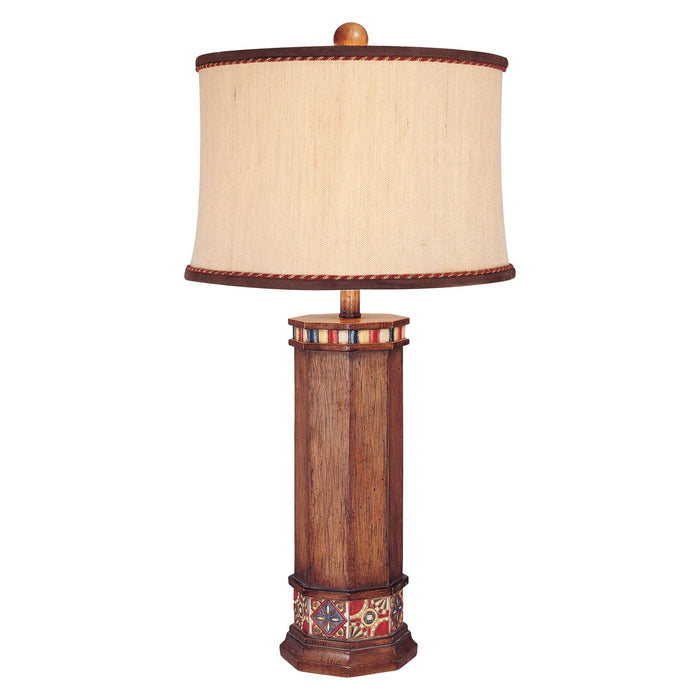 1-Light Table Lamp in Brown Wood Look - Lamps Expo