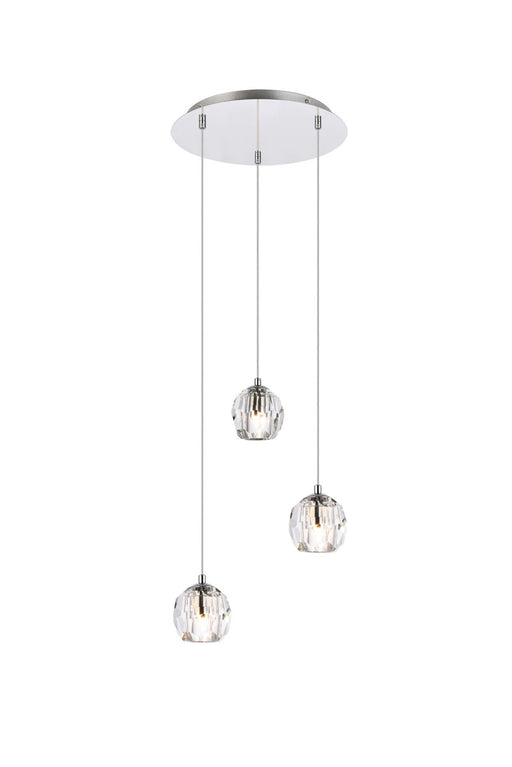 Eren 3-Light Pendant in Chrome with Clear Royal Cut Crystal