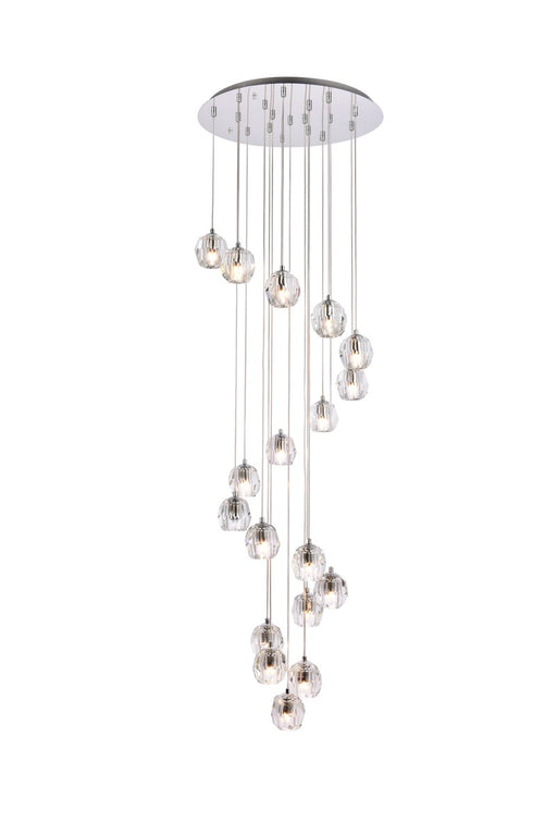 Eren 18-Light Pendant in Chrome with Clear Royal Cut Crystal