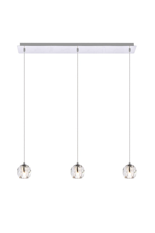 Eren 3-Light Pendant in Chrome with Clear Royal Cut Crystal