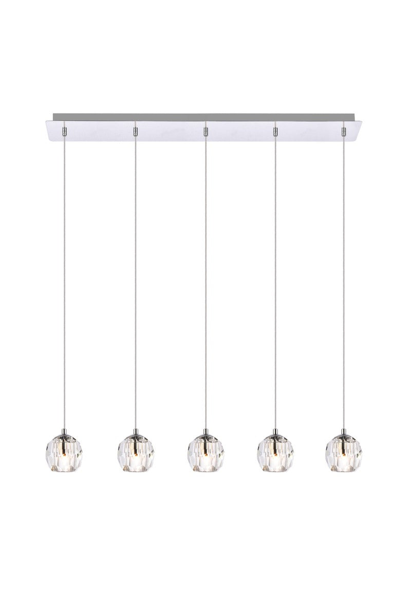 Eren 5-Light Pendant in Chrome with Clear Royal Cut Crystal