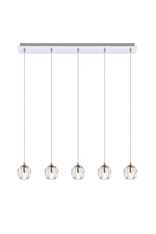 Eren 5-Light Pendant in Chrome with Clear Royal Cut Crystal