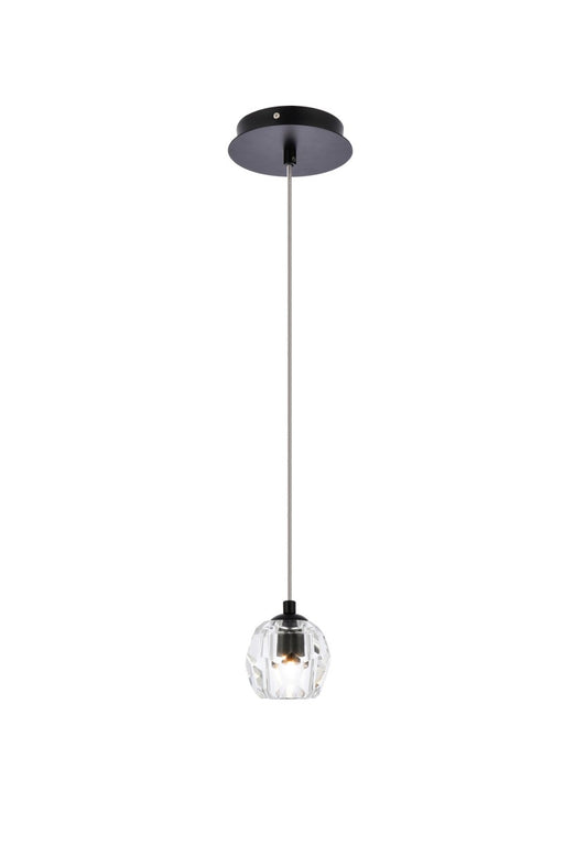 Eren 1-Light Pendant in Black with Clear Royal Cut Crystal