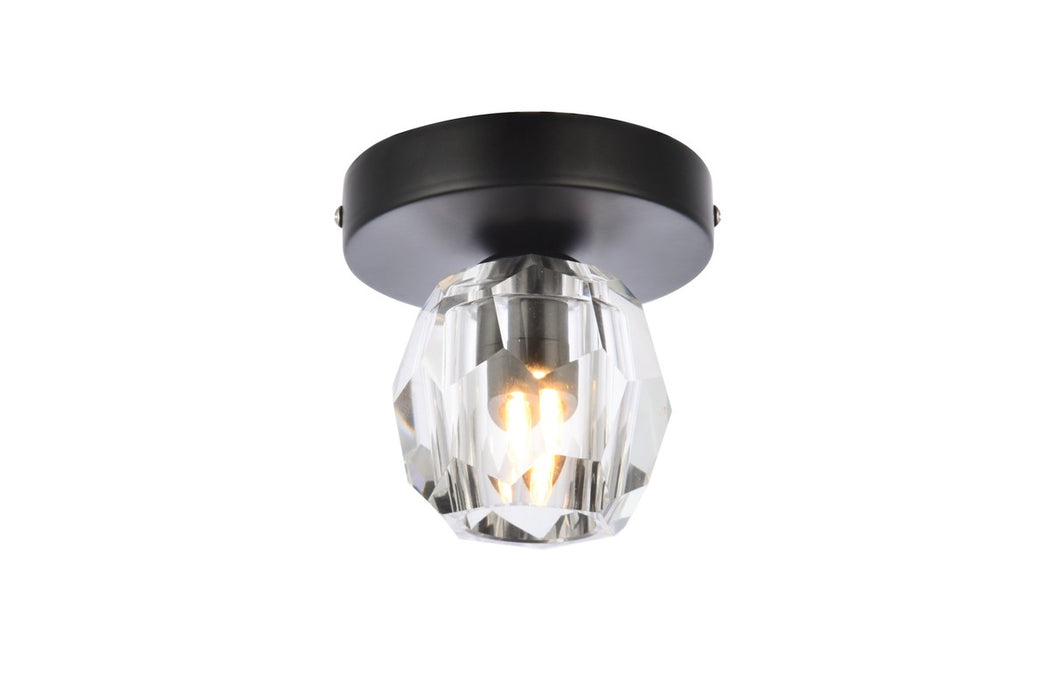 Eren 1-Light Flush Mount in Black with Clear Royal Cut Crystal