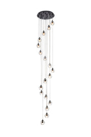 Eren 18-Light Pendant in Black with Clear Royal Cut Crystal
