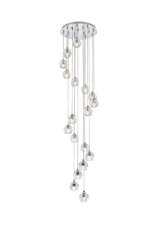 Eren 18-Light Pendant in Chrome with Clear Royal Cut Crystal