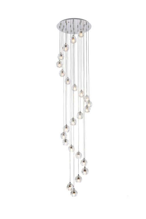 Eren 24-Light Pendant in Chrome with Clear Royal Cut Crystal