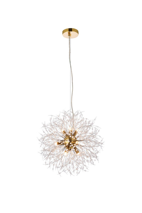 Solace 9-Light Pendant in Gold with Clear Royal Cut Crystal