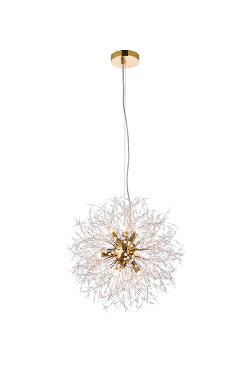 Solace 9-Light Pendant in Gold with Clear Royal Cut Crystal