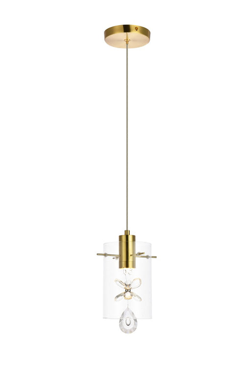 Hana 1-Light Pendant in Gold with Clear Royal Cut Crystal