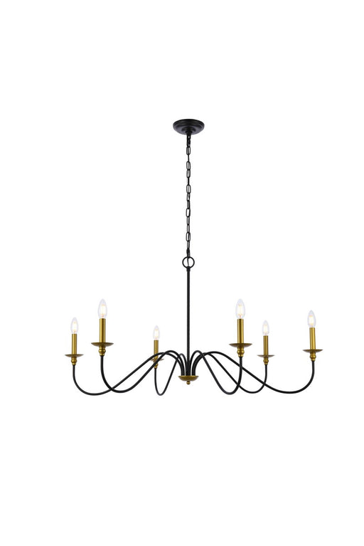 Rohan 6-Light Chandelier in Brass & Black