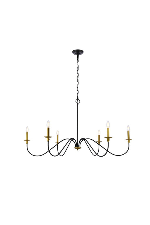 Rohan 6-Light Chandelier in Brass & Black