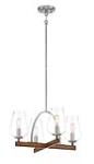 Birnamwood 4-Light Convetible Chandelier/Semi-Flush Mount in Koa Wood with Pewter & Clear Glass - Lamps Expo