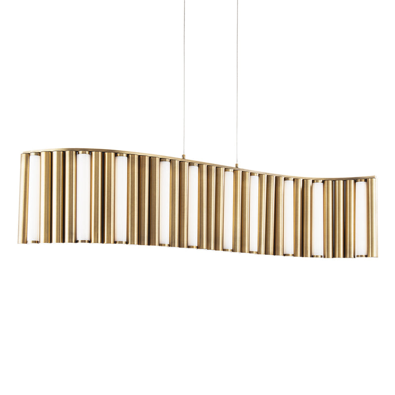 Aretha LED Linear Pendant in Aged Brass - Lamps Expo