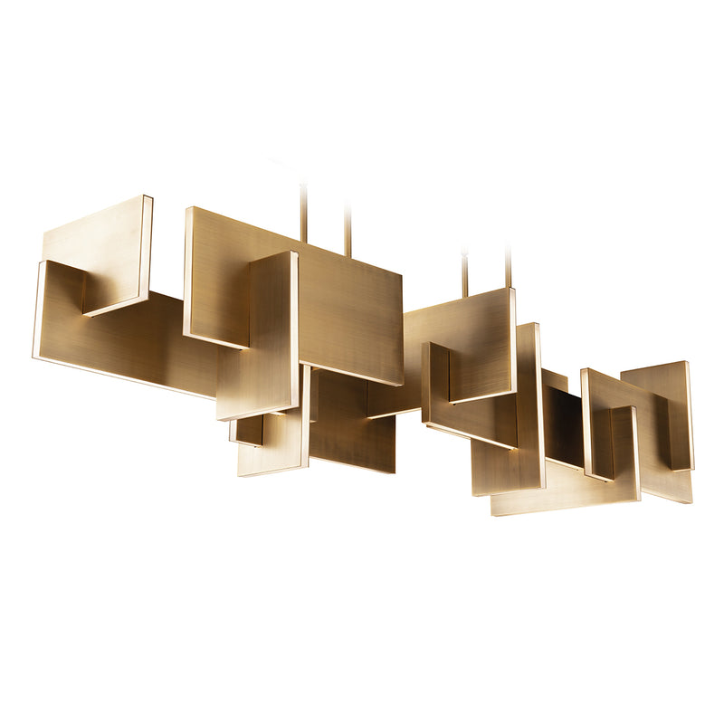 Amari LED Linear Pendant in Aged Brass - Lamps Expo