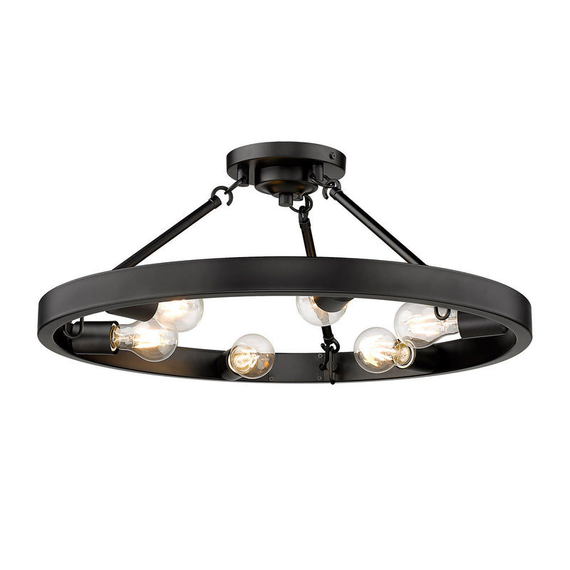 Six Light Semi-Flush Mount in Matte Black