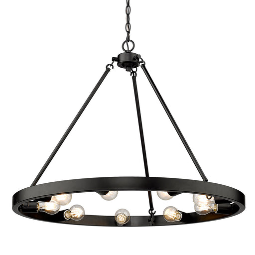 Nine Light Chandelier in Matte Black