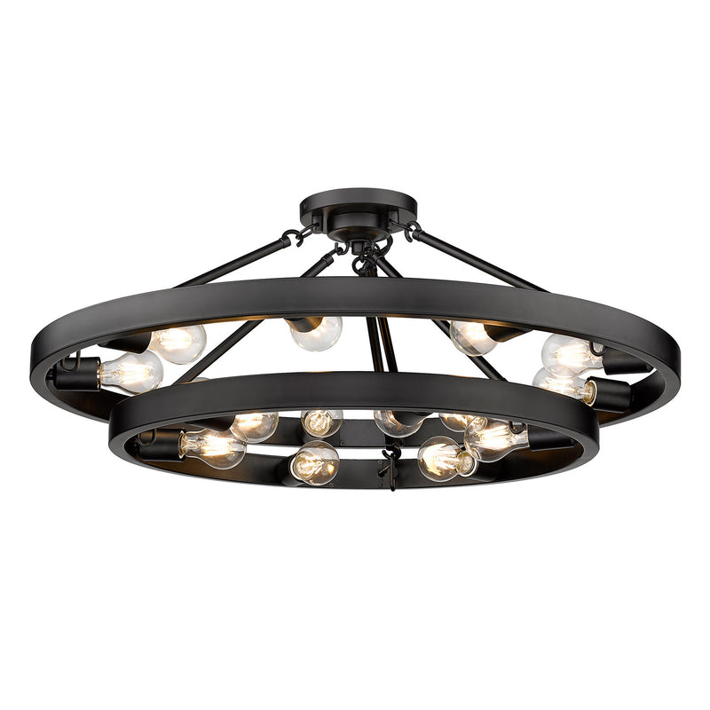 15 Light Semi-Flush Mount in Matte Black