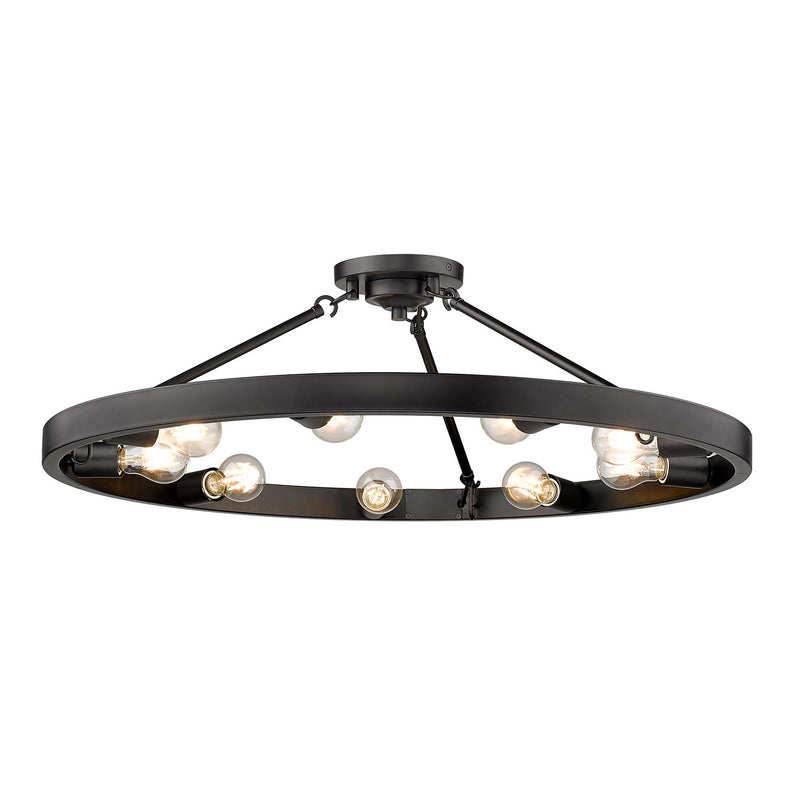Nine Light Semi-Flush Mount in Matte Black