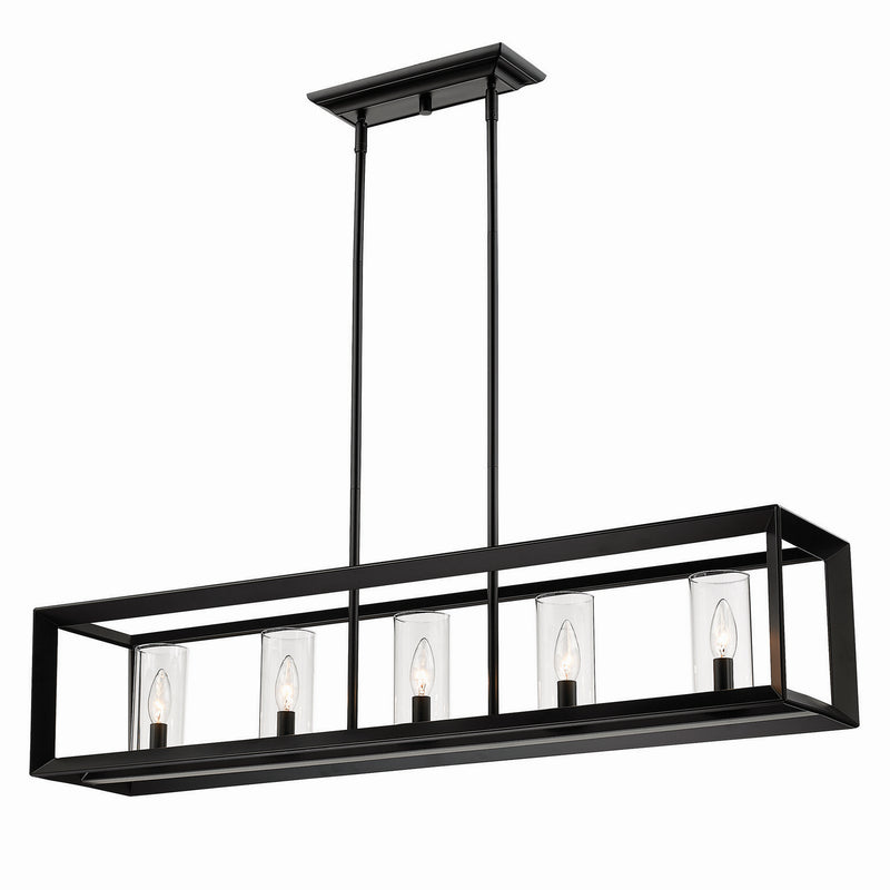 Five Light Linear Pendant in Matte Black