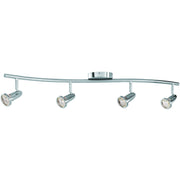 Cobra 4-Light Wall or Ceiling Spotlight Bar in Brushed Steel Finish
