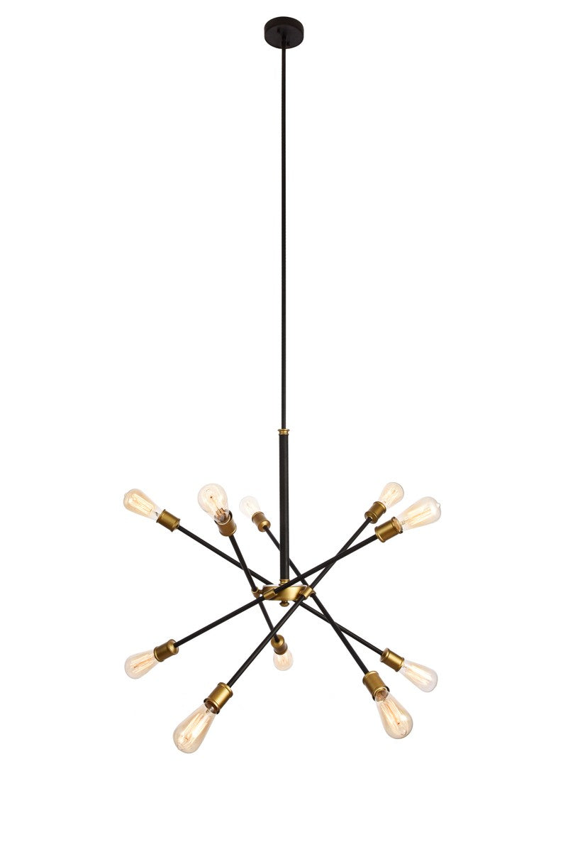 Axel 10-Light Chandelier in Black & Brass