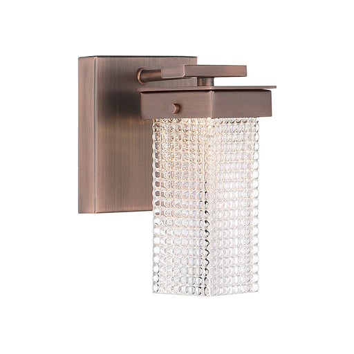 Dewberry Lane 1-Light LED Bath Vanity in Dark Brushed Bronze (Plated) & Clear Textured Glass - Lamps Expo