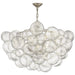Talia Eight Light Chandelier in Burnished Silver Leaf and Clear Swirled Glass