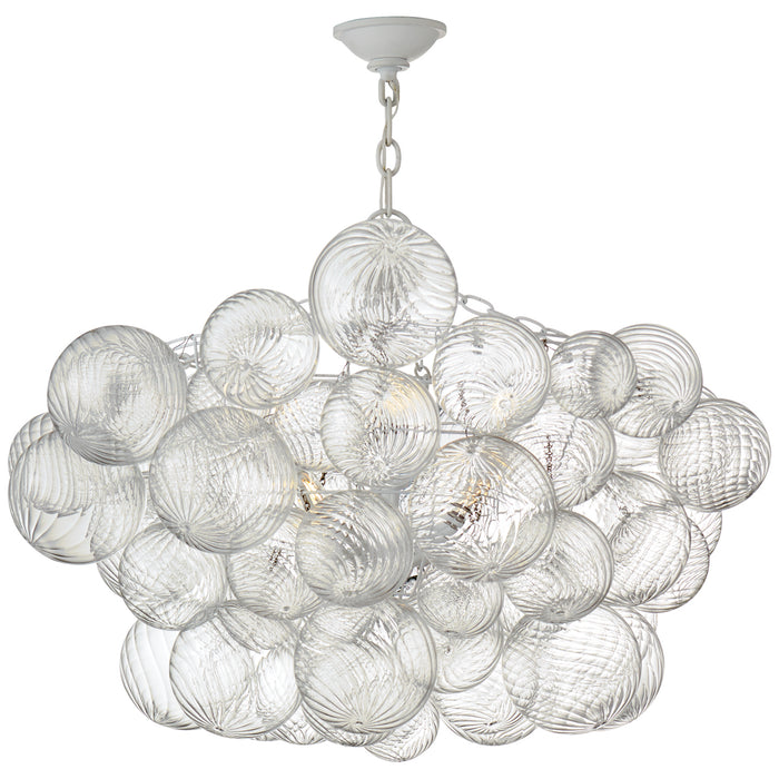 Talia Eight Light Chandelier in Plaster White and Clear Swirled Glass