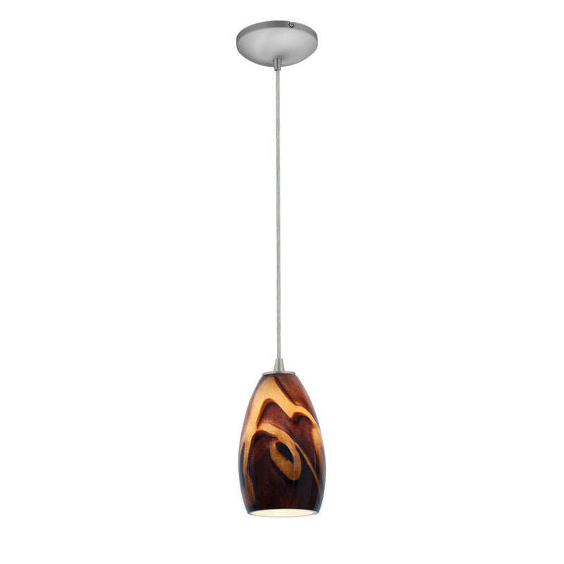 Champagne 1-Light Pendant in Brushed Steel Finish