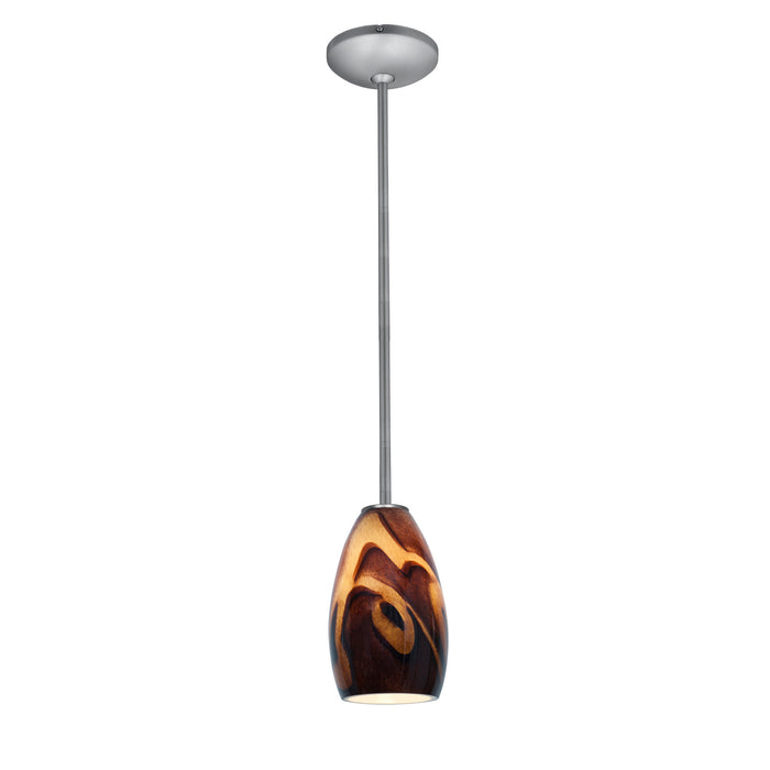 Champagne 1-Light Pendant in Brushed Steel Finish