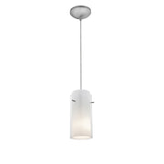 Glass`n Glass Cylinder 1-Light Pendant in Brushed Steel Finish