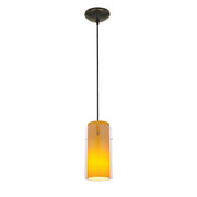 Glass`n Glass Cylinder 1-Light Pendant in Oil Rubbed Bronze Finish