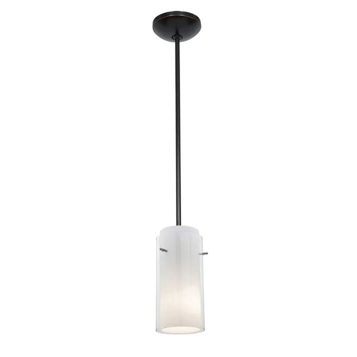 Glass`n Glass Cylinder 1-Light Pendant in Oil Rubbed Bronze Finish
