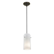Glass`n Glass Cylinder 1-Light Pendant in Oil Rubbed Bronze Finish