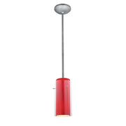 Glass`n Glass Cylinder 1-Light Pendant in Brushed Steel Finish