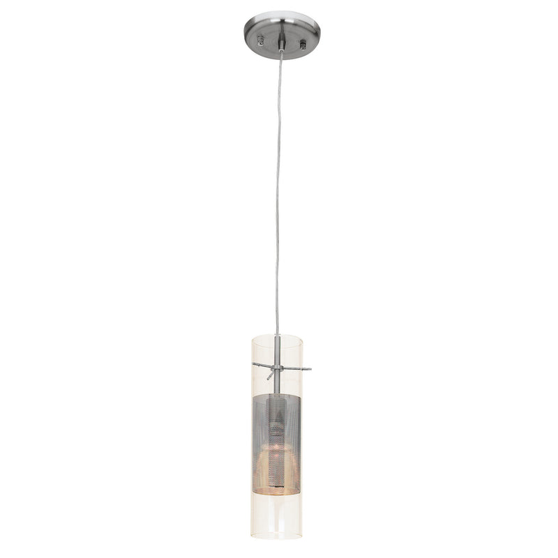 Spartan 1-Light Pendant with LED Bulb in Brushed Steel Finish