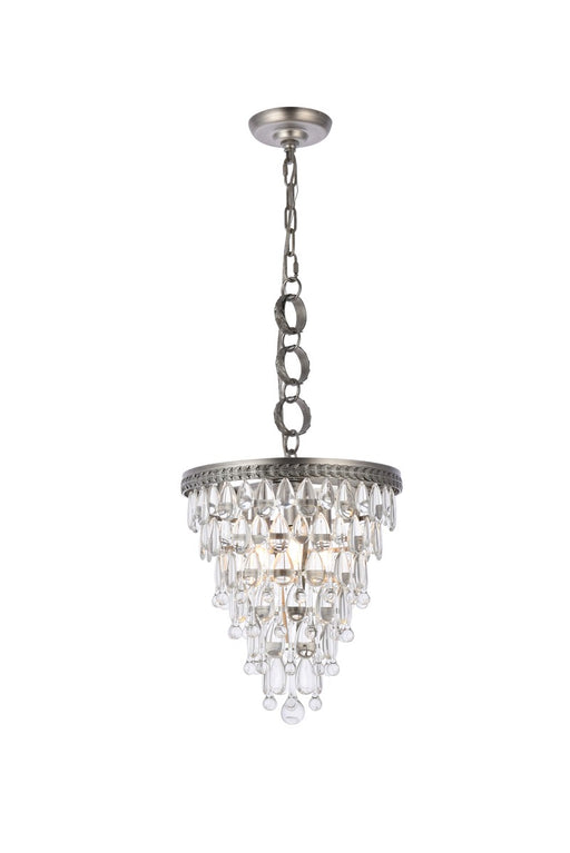 Nordic 3-Light Pendant in Antique Silver with Clear Royal Cut Crystal