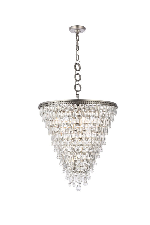 Nordic 7-Light Chandelier in Antique Silver with Clear Royal Cut Crystal