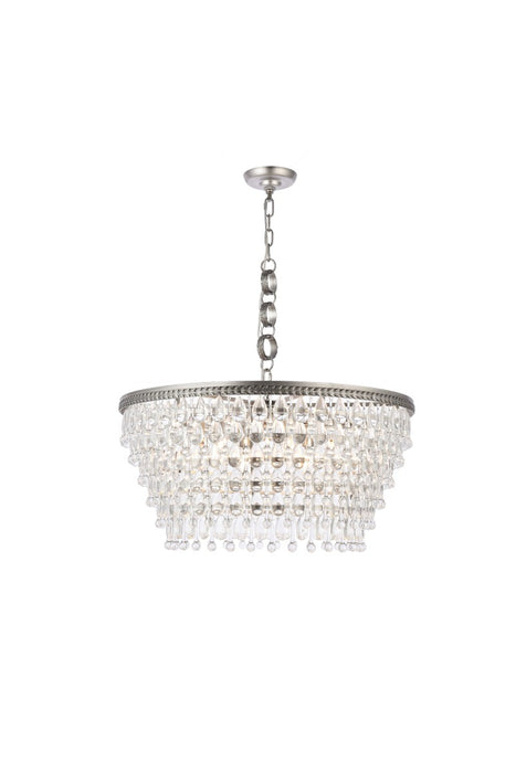 Nordic 6-Light Chandelier in Antique Silver with Clear Royal Cut Crystal