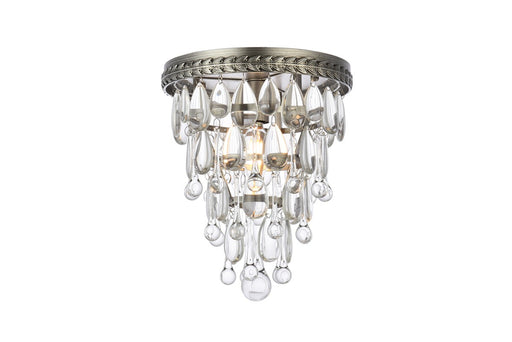 Nordic 1-Light Flush Mount in Antique Silver with Clear Royal Cut Crystal