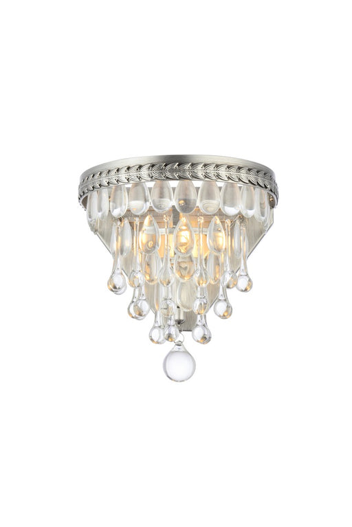 Nordic 1-Light Wall Sconce in Antique Silver with Clear Royal Cut Crystal
