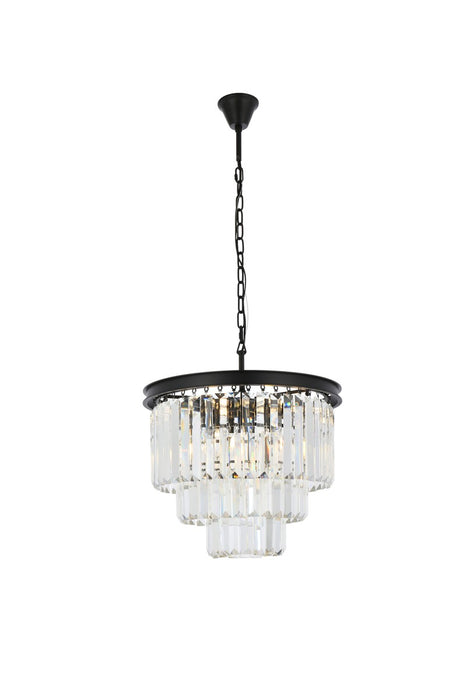 Sydney 9-Light Chandelier in Matte Black with Clear Royal Cut Crystal