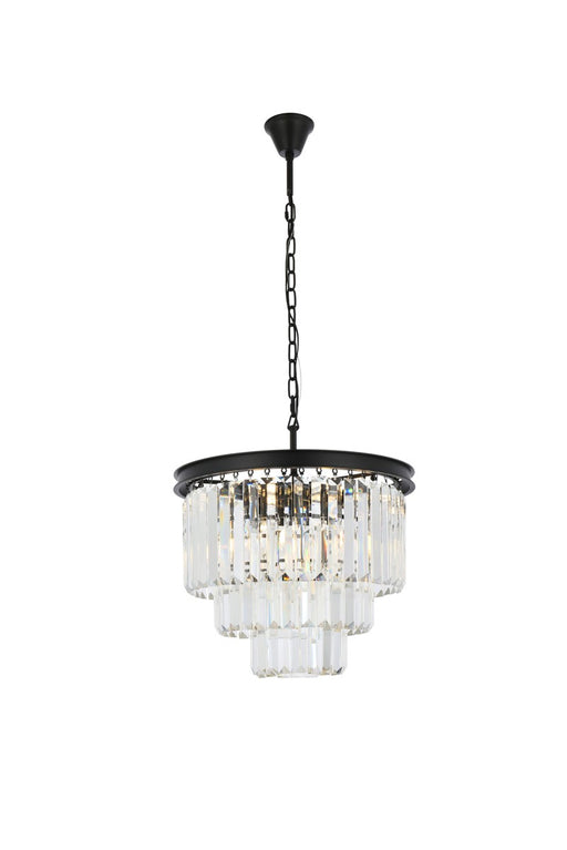 Sydney 9-Light Chandelier in Matte Black with Clear Royal Cut Crystal