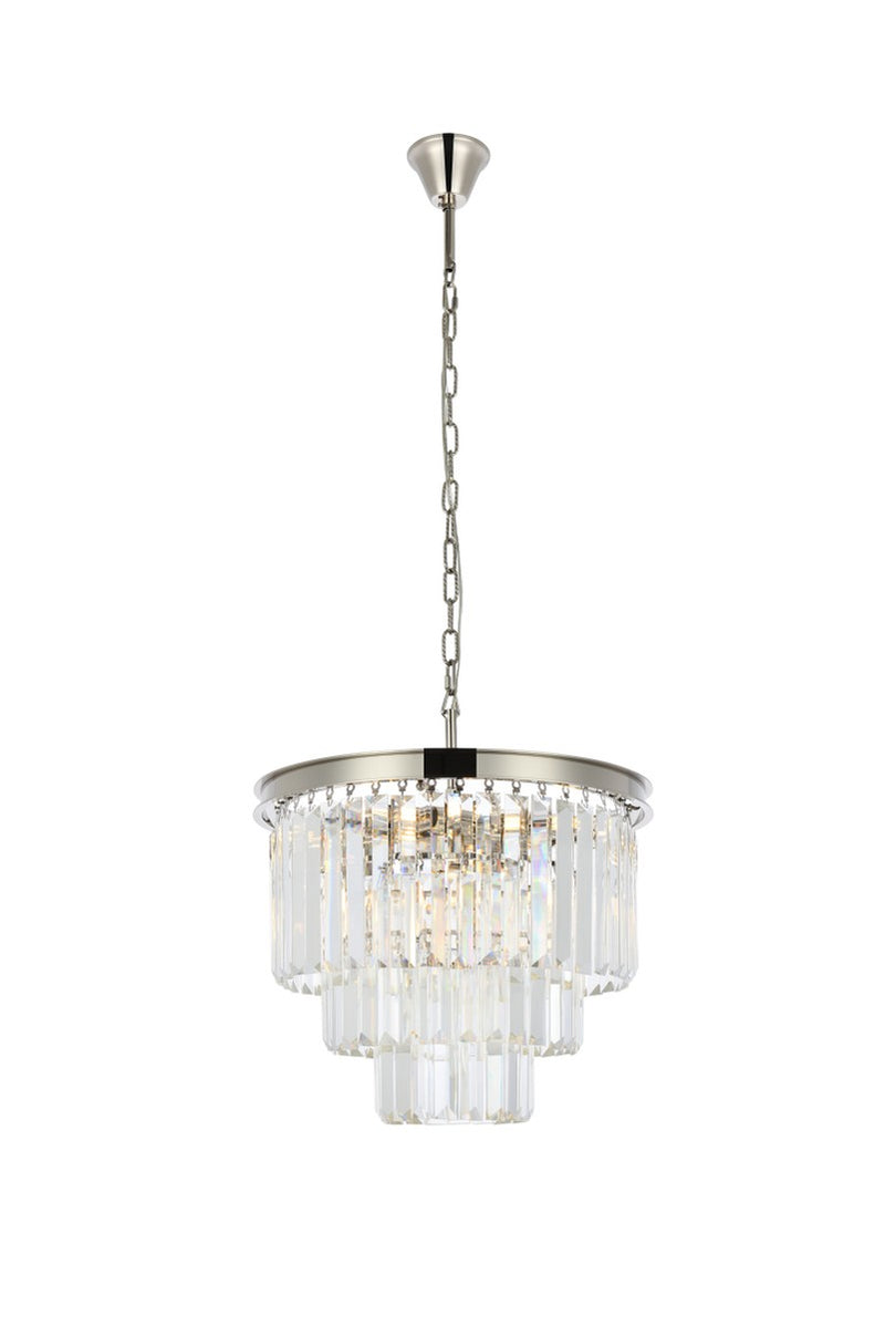 Sydney 9-Light Chandelier in Polished Nickel with Clear Royal Cut Crystal