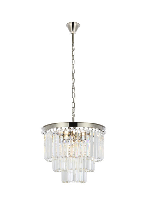 Sydney 9-Light Chandelier in Polished Nickel with Clear Royal Cut Crystal