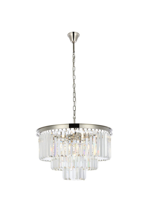 Sydney 9-Light Chandelier in Polished Nickel with Clear Royal Cut Crystal