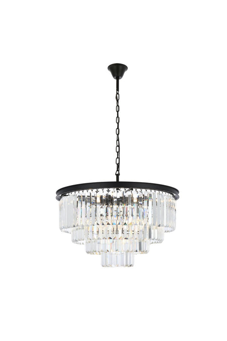 Sydney 17-Light Chandelier in Matte Black with Clear Royal Cut Crystal
