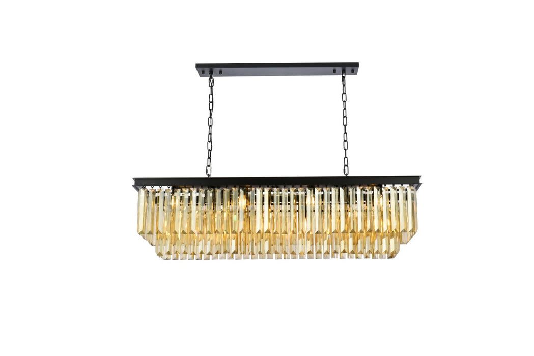 Sydney 12-Light Chandelier in Matte Black with Golden Teak (Smoky) Royal Cut Crystal