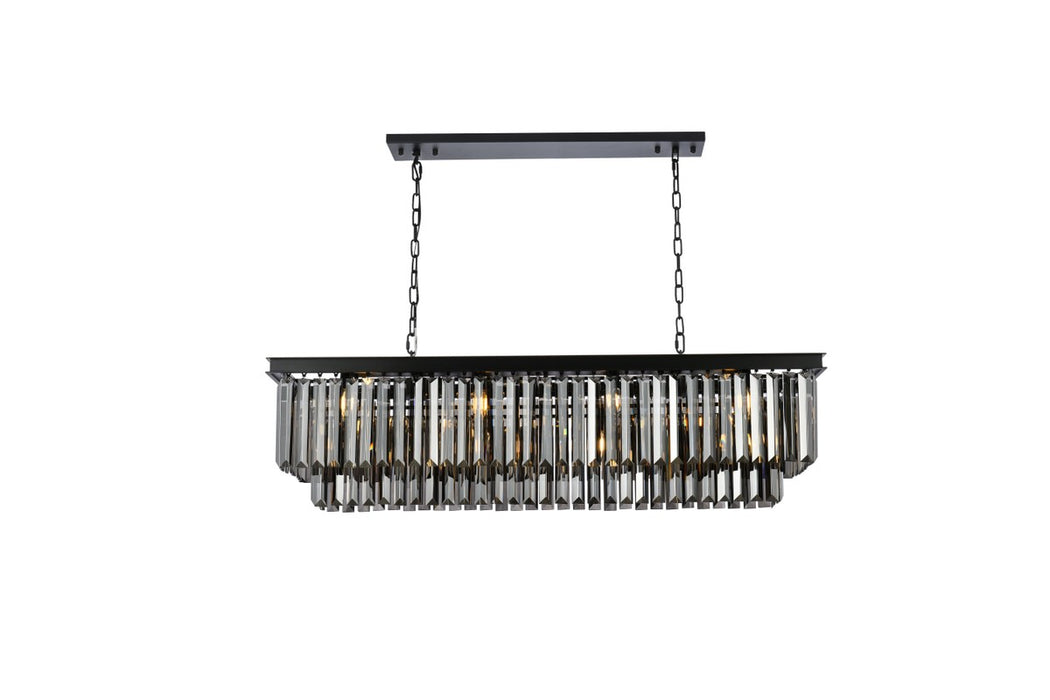 Sydney 12-Light Chandelier in Matte Black with Silver Shade (Grey) Royal Cut Crystal